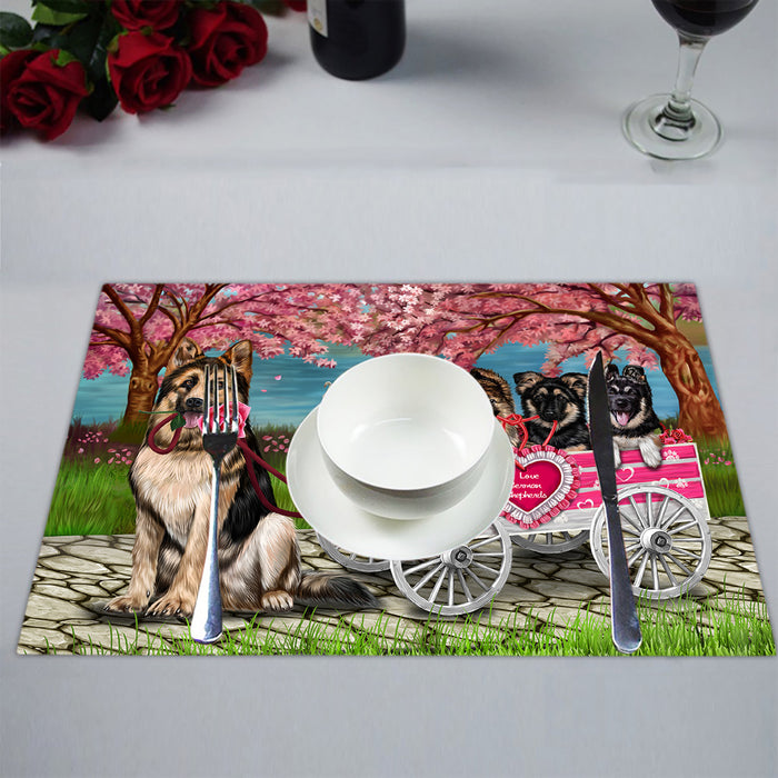 I Love German Shepherd Dogs in a Cart Placemat