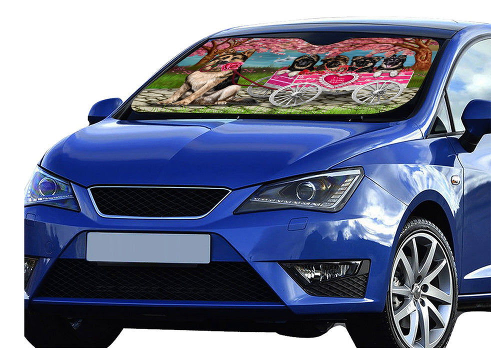 I Love German Shepherd Dogs in a Cart Car Sun Shade