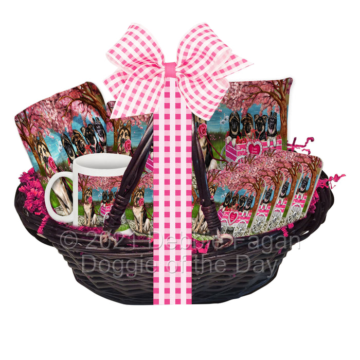 Mother's Day Gift Basket German Shepherd Dogs Blanket, Pillow, Coasters, Magnet, Coffee Mug and Ornament