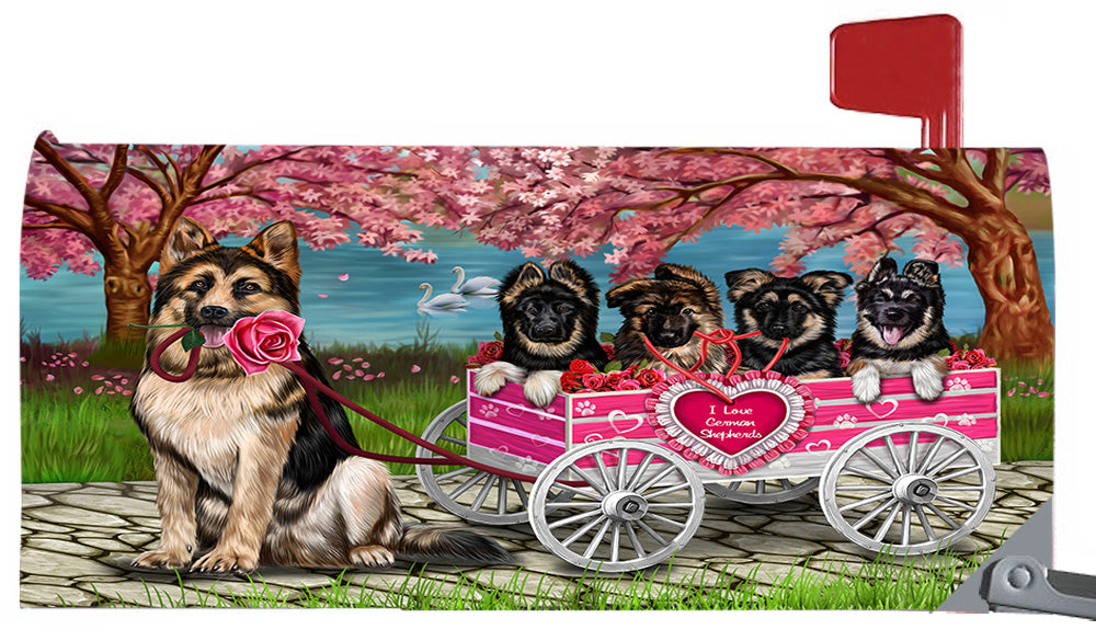 I Love German Shepherd Dogs in a Cart Magnetic Mailbox Cover MBC48556