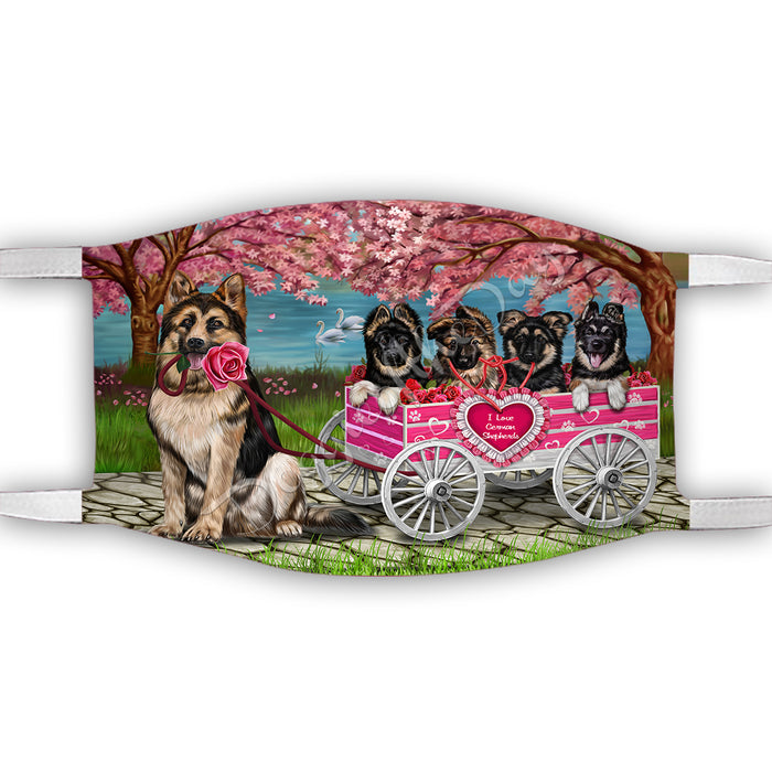 I Love German Shepherd Dogs in a Cart Face Mask FM48147