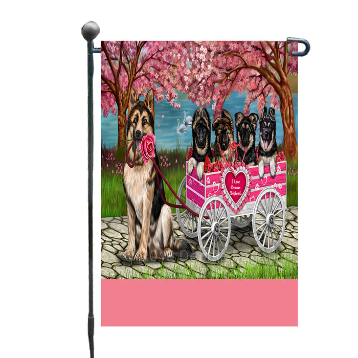Personalized I Love German Shepherd Dogs in a Cart Custom Garden Flags GFLG-DOTD-A62153