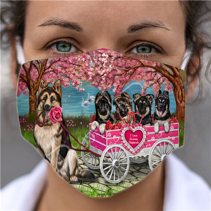 I Love German Shepherd Dogs in a Cart Face Mask FM48147