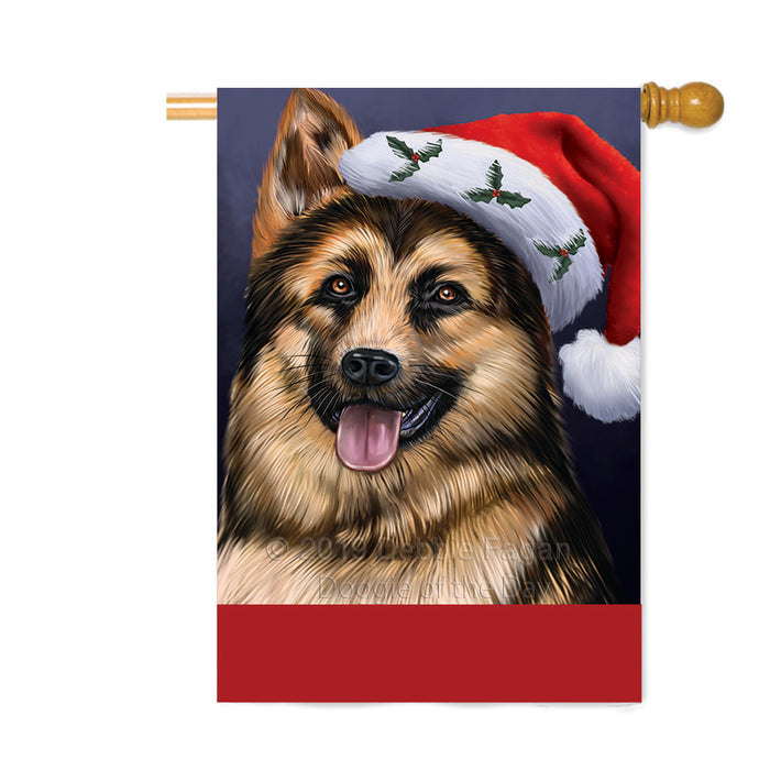 Personalized Christmas Holidays German Shepherd Dog Wearing Santa Hat Portrait Head Custom House Flag FLG-DOTD-A59884