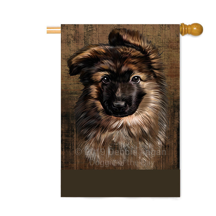 Personalized Rustic German Shepherd Dog Custom House Flag FLG64598