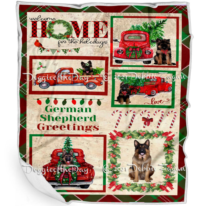 Welcome Home for Christmas Holidays German Shepherd Dogs Blanket BLNKT71981