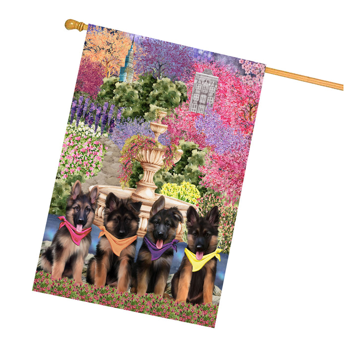 German Shepherd Dogs House Flag: Explore a Variety of Designs, Weather Resistant, Double-Sided, Custom, Personalized, Home Outdoor Yard Decor for Dog and Pet Lovers
