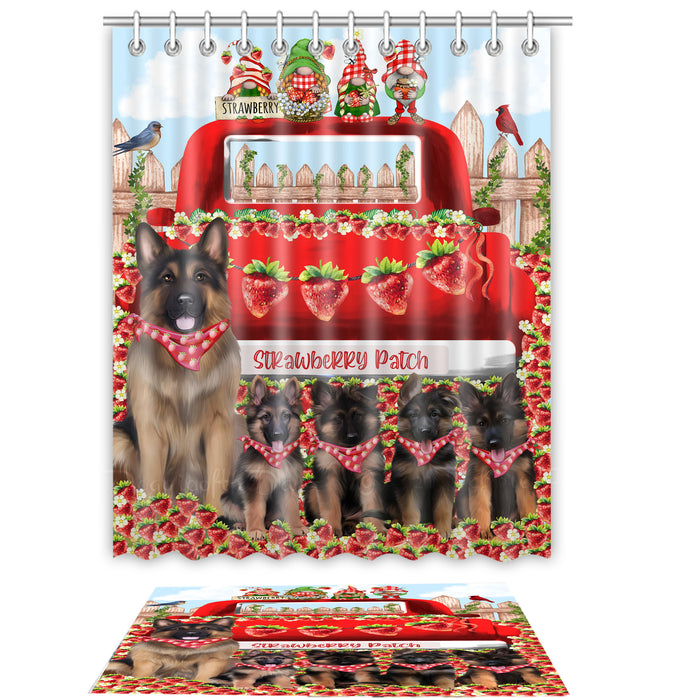 German Shepherd Shower Curtain & Bath Mat Set, Bathroom Decor Curtains with hooks and Rug, Explore a Variety of Designs, Personalized, Custom, Dog Lover's Gifts