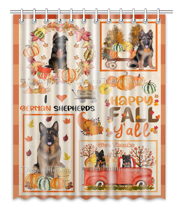 Happy Fall Y'all Pumpkin German Shepherd Dogs Shower Curtain Bathroom Accessories Decor Bath Tub Screens