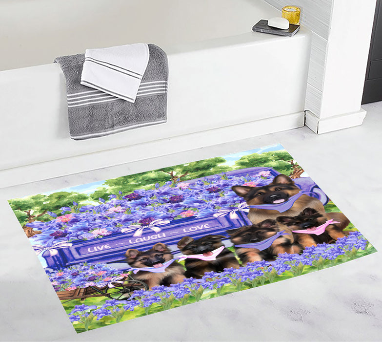 German Shepherd Anti-Slip Bath Mat, Explore a Variety of Designs, Soft and Absorbent Bathroom Rug Mats, Personalized, Custom, Dog and Pet Lovers Gift