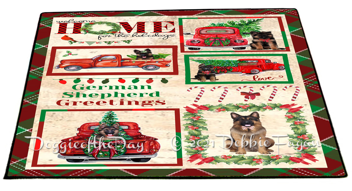 Welcome Home for Christmas Holidays German Shepherd Dogs Indoor/Outdoor Welcome Floormat - Premium Quality Washable Anti-Slip Doormat Rug FLMS57775