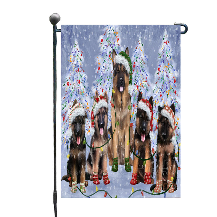 Christmas Lights and German Shepherd Dogs Garden Flags- Outdoor Double Sided Garden Yard Porch Lawn Spring Decorative Vertical Home Flags 12 1/2"w x 18"h