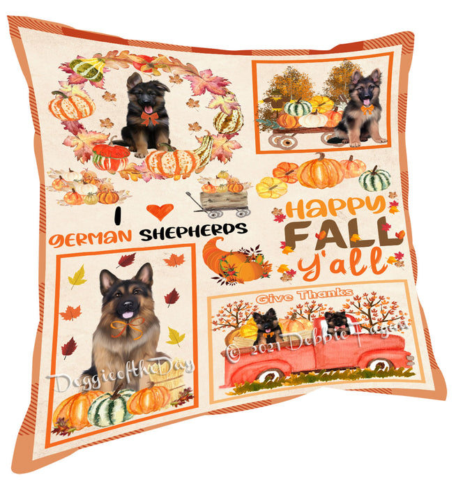 Happy Fall Y'all Pumpkin German Shepherd Dogs Pillow with Top Quality High-Resolution Images - Ultra Soft Pet Pillows for Sleeping - Reversible & Comfort - Ideal Gift for Dog Lover - Cushion for Sofa Couch Bed - 100% Polyester