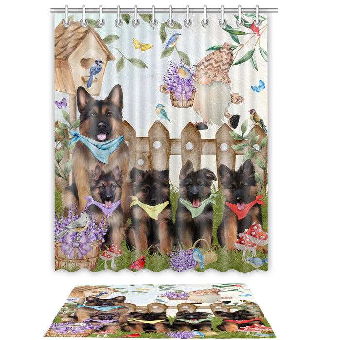 German Shepherd Shower Curtain & Bath Mat Set, Bathroom Decor Curtains with hooks and Rug, Explore a Variety of Designs, Personalized, Custom, Dog Lover's Gifts