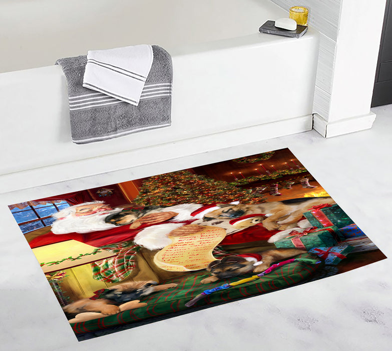 Santa Sleeping with German Shepherd Dogs Bath Mat