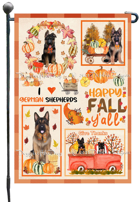 Happy Fall Y'all Pumpkin German Shepherd Dogs Garden Flags- Outdoor Double Sided Garden Yard Porch Lawn Spring Decorative Vertical Home Flags 12 1/2"w x 18"h