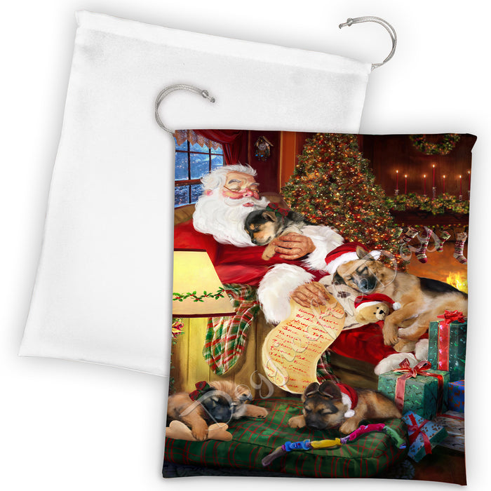 Santa Sleeping with German Shepherd Dogs Drawstring Laundry or Gift Bag LGB48811