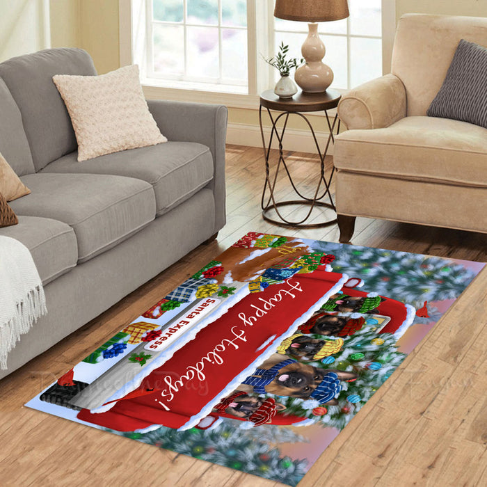 Christmas Red Truck Travlin Home for the Holidays German Shepherd Dogs Area Rug - Ultra Soft Cute Pet Printed Unique Style Floor Living Room Carpet Decorative Rug for Indoor Gift for Pet Lovers