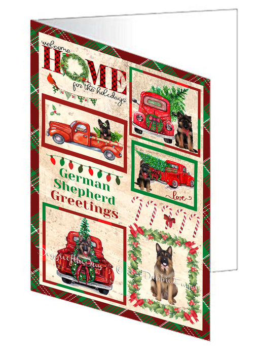 Welcome Home for Christmas Holidays German Shepherd Dogs Handmade Artwork Assorted Pets Greeting Cards and Note Cards with Envelopes for All Occasions and Holiday Seasons GCD76178