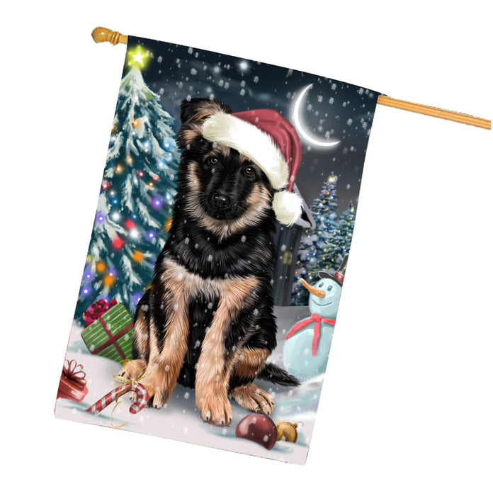 Have a Holly Jolly Christmas German Shepherd Dog House Flag Outdoor Decorative Double Sided Pet Portrait Weather Resistant Premium Quality Animal Printed Home Decorative Flags 100% Polyester FLG67860