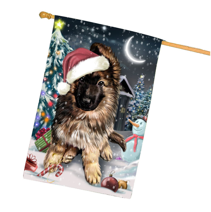 Have a Holly Jolly Christmas German Shepherd Dog House Flag Outdoor Decorative Double Sided Pet Portrait Weather Resistant Premium Quality Animal Printed Home Decorative Flags 100% Polyester FLG67862