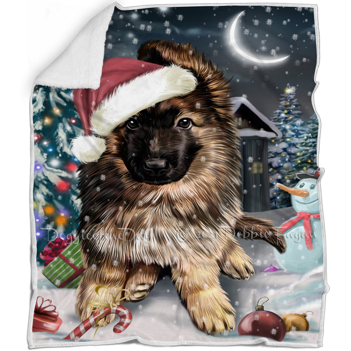 Have a Holly Jolly Christmas German Shepherd Dog in Holiday Background Blanket D071