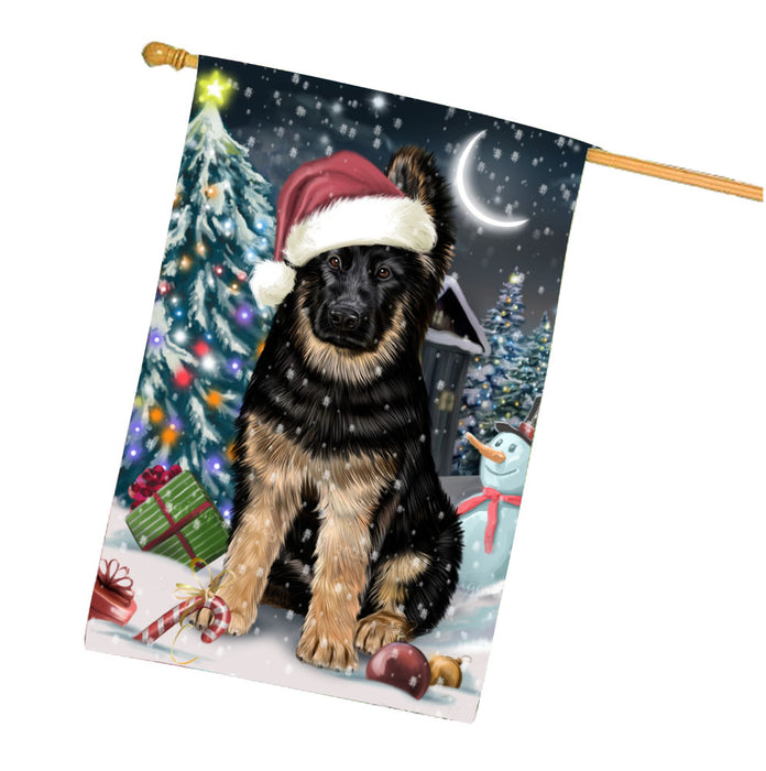 Have a Holly Jolly Christmas German Shepherd Dog House Flag Outdoor Decorative Double Sided Pet Portrait Weather Resistant Premium Quality Animal Printed Home Decorative Flags 100% Polyester FLG67863