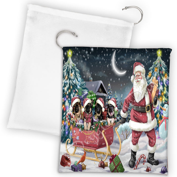Santa Sled Dogs Christmas Happy Holidays German Shepherd Dogs Drawstring Laundry or Gift Bag LGB48700