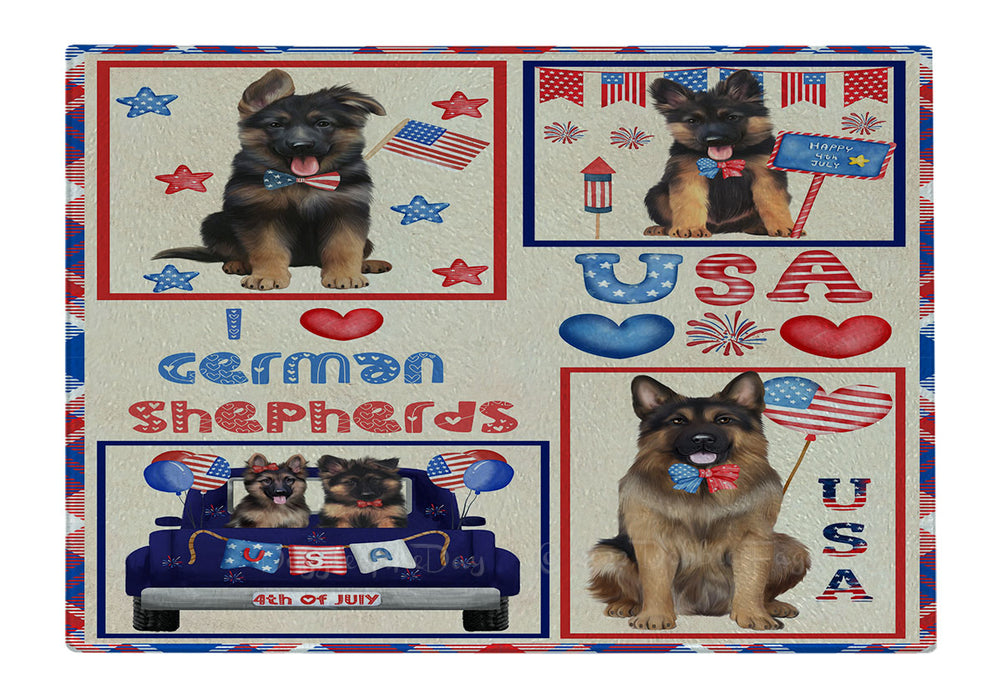 4th of July Independence Day I Love USA German Shepherd Dogs Cutting Board - For Kitchen - Scratch & Stain Resistant - Designed To Stay In Place - Easy To Clean By Hand - Perfect for Chopping Meats, Vegetables