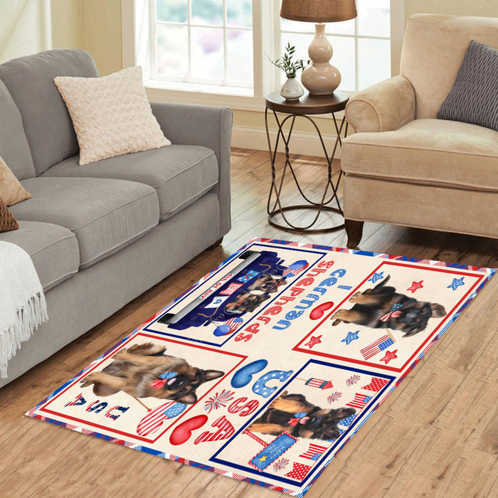 4th of July Independence Day I Love USA German Shepherd Dogs Area Rug - Ultra Soft Cute Pet Printed Unique Style Floor Living Room Carpet Decorative Rug for Indoor Gift for Pet Lovers