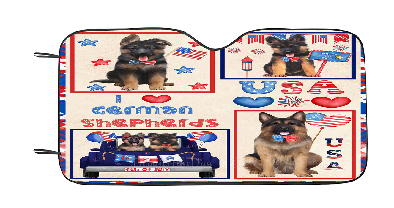 4th of July Independence Day I Love USA German Shepherd Dogs Car Sun Shade Cover Curtain