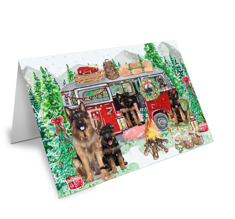 Christmas Time Camping with German Shepherd Dogs Handmade Artwork Assorted Pets Greeting Cards and Note Cards with Envelopes for All Occasions and Holiday Seasons
