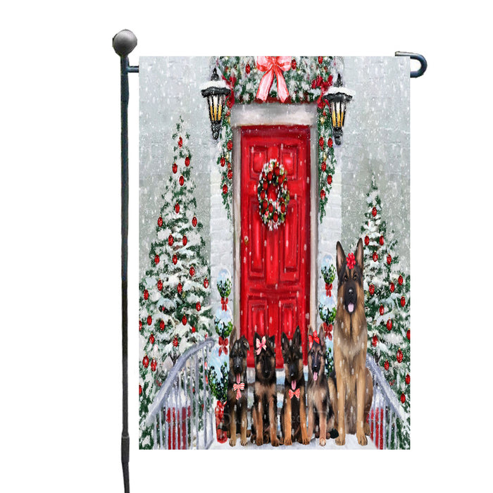 Christmas Holiday Welcome German Shepherd Dogs Garden Flags- Outdoor Double Sided Garden Yard Porch Lawn Spring Decorative Vertical Home Flags 12 1/2"w x 18"h