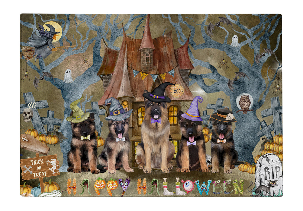 German Shepherd Cutting Board: Explore a Variety of Designs, Personalized, Custom, Kitchen Tempered Glass Scratch and Stain Resistant, Halloween Gift for Pet and Dog Lovers