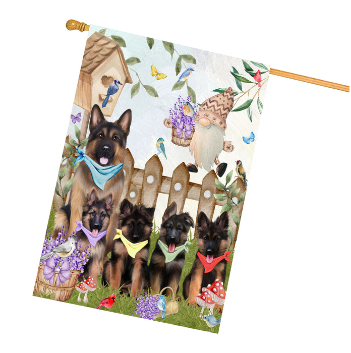German Shepherd Dogs House Flag: Explore a Variety of Designs, Custom, Personalized, Weather Resistant, Double-Sided, Home Outside Yard Decor for Dog and Pet Lovers