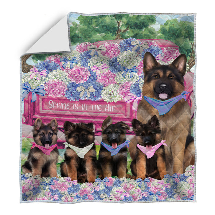 German Shepherd Bed Quilt, Explore a Variety of Designs, Personalized, Custom, Bedding Coverlet Quilted, Pet and Dog Lovers Gift