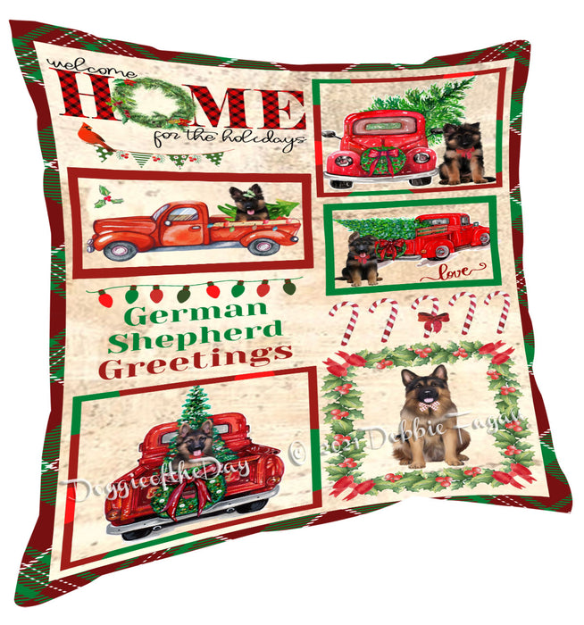 Welcome Home for Christmas Holidays German Shepherd Dogs Pillow with Top Quality High-Resolution Images - Ultra Soft Pet Pillows for Sleeping - Reversible & Comfort - Ideal Gift for Dog Lover - Cushion for Sofa Couch Bed - 100% Polyester