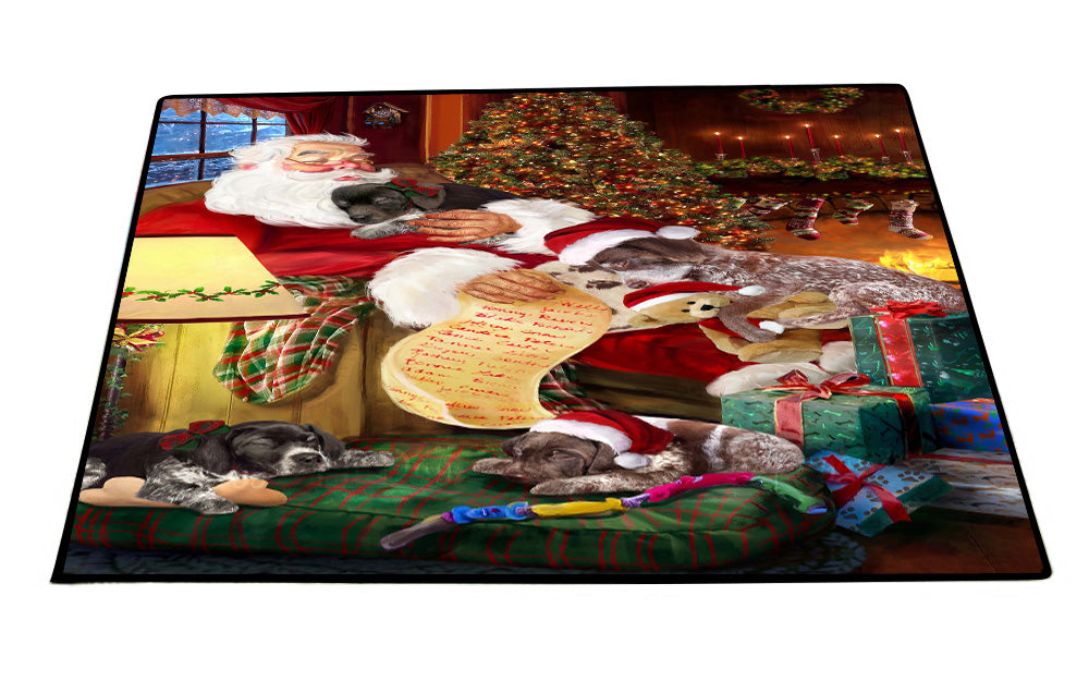 Santa Sleeping with German Shorthaired Pointer Dogs Floor Mat- Anti-Slip Pet Door Mat Indoor Outdoor Front Rug Mats for Home Outside Entrance Pets Portrait Unique Rug Washable Premium Quality Mat