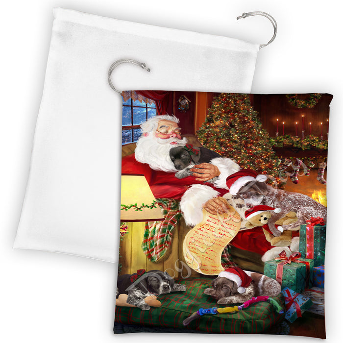 Santa Sleeping with German Shorthaired Pointer Dogs Drawstring Laundry or Gift Bag LGB48812