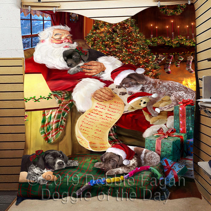 Santa Sleeping with German Shorthaired Pointer Dogs Quilt