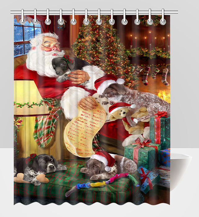 Santa Sleeping with German Shorthaired Pointer Dogs Shower Curtain