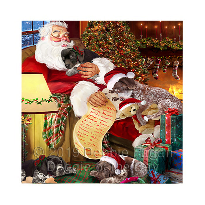 Santa Sleeping with German Shorthaired Pointer Dogs Square Towel 