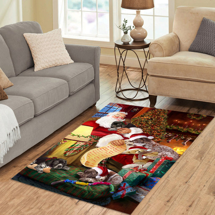 Santa Sleeping with German Shorthaired Pointer Dogs Area Rug