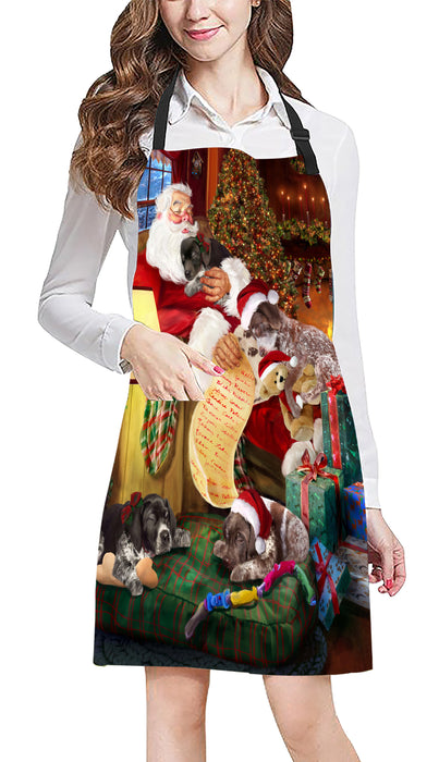Santa Sleeping with German Shorthaired Pointer Dogs Apron