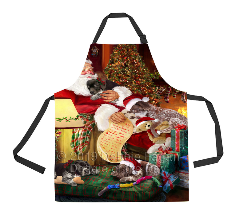Santa Sleeping with German Shorthaired Pointer Dogs Apron