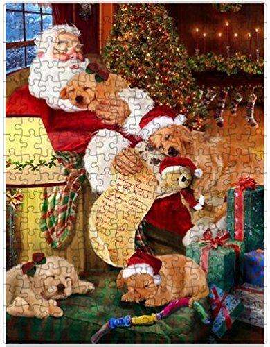 Golden Retriever Dog and Puppies Sleeping with Santa Puzzle with Photo Tin (300 pc.)