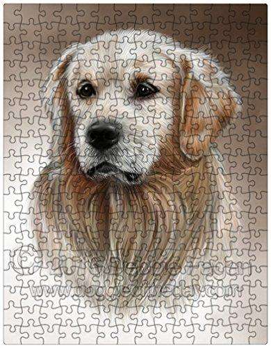 Golden Retriever Dog Art Portrait Print 300 Pc. Puzzle with Photo Tin