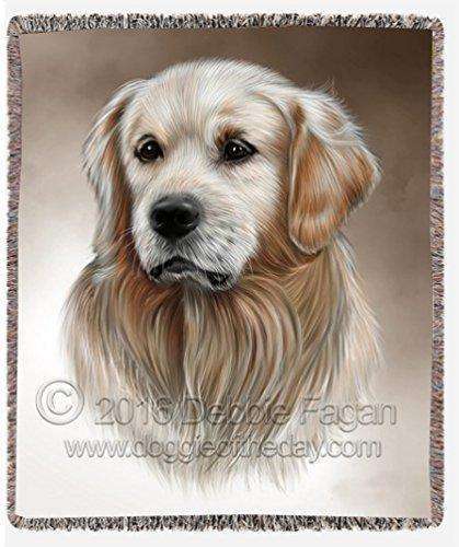 Golden Retriever Dog Art Portrait Print Woven Throw Blanket 54 X 38