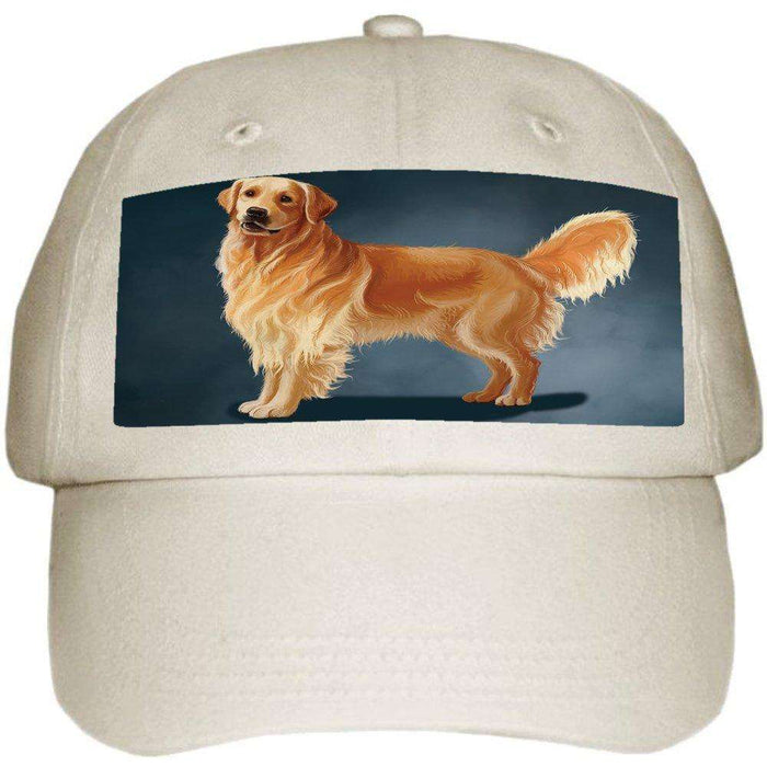 Golden Retriever Dog Ball Hat Cap Off White