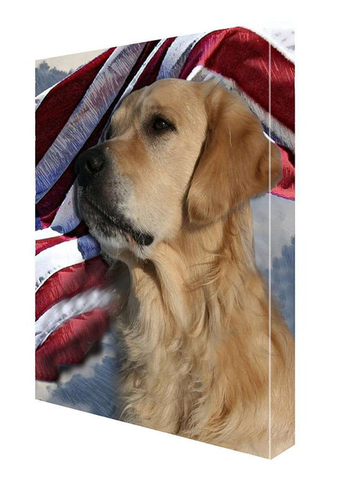 Golden Retriever Dog Canvas 18 x 24 Patriotic